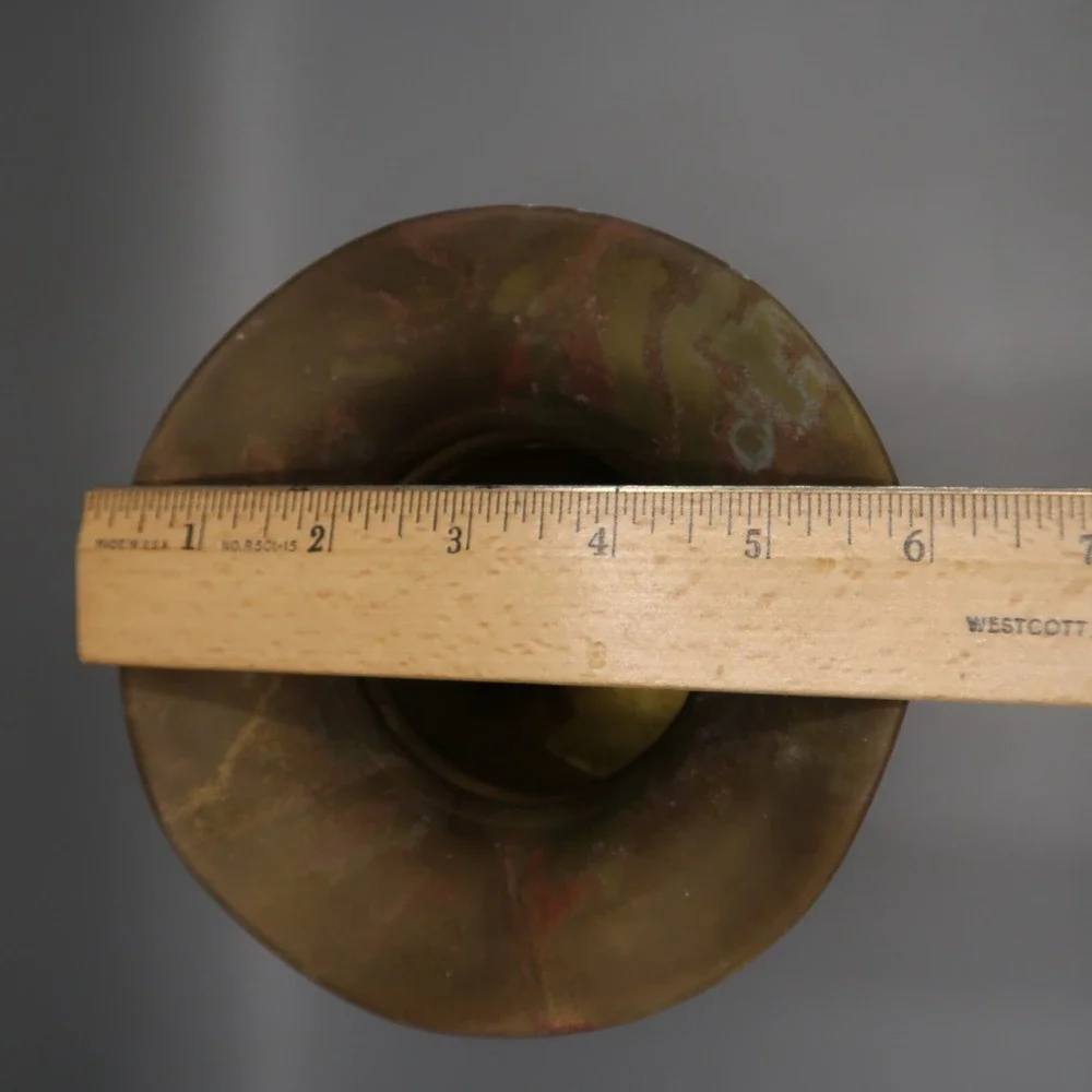 Vintage Large 7'' Matte Finish Brass Vase With Scallop Opening‎ India